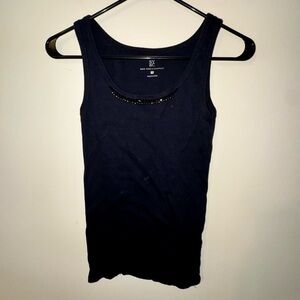 New York & Company Black Tank Top with Beaded Detail